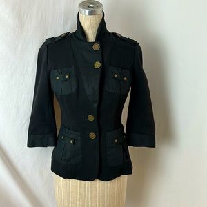 Diane Von Furstenberg Gemini Blazer Jacket Steampunk Cotton Black sz4